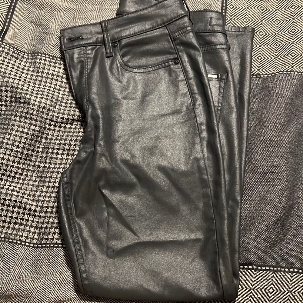 White House Black Market coated black jeans